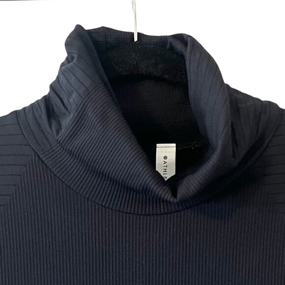 Athleta Flurry Blizzard Rib Turtleneck Shirt Long Sleeve Top  Black Sz M - Picture 3 of 11